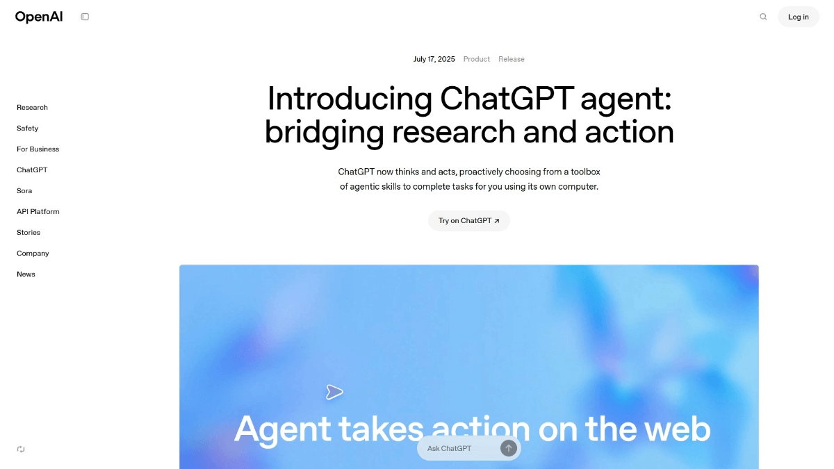 ChatGPT Agent – OpenAI推出的通用智能AI Agent