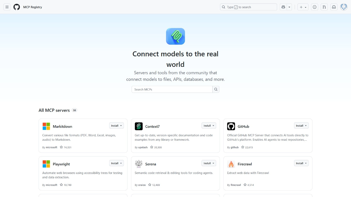 MCP Registry - GitHub推出的官方MCP服务器管理平台