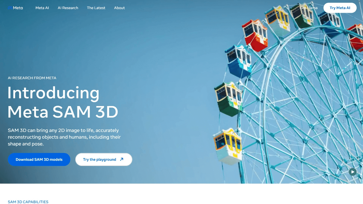 SAM 3D - Meta开源的3D重建模型系列
